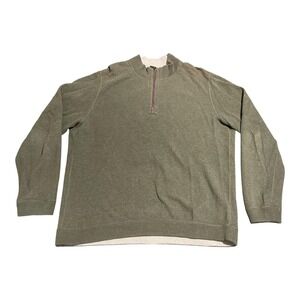 Tommy Bahama Pullover‎ Mens XL Green Quarter Zip Reversible Ribbed Trim